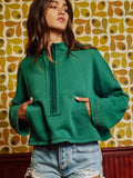 Zip-Up Knitted Crop Sweatshirt - Greige Goods