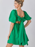 Ruffle Square Neck Mini Dress - Greige Goods