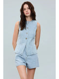 Denim Shorts & Vest Set
