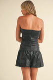 Leather Balloon Mini Dress - Greige Goods
