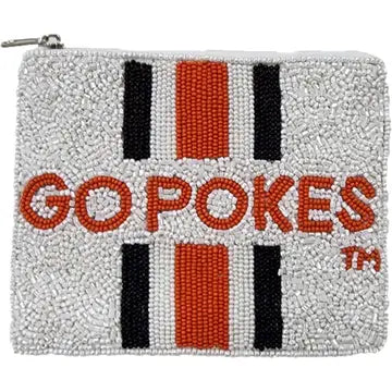 Go Pokes Beaded Pouch - Greige Goods