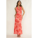 Halter Tropical Maxi Dress - Greige Goods