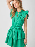 Three Tier Ruffle Sleeve Dress - Greige Goods