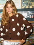 Fuzzy Knit Polka Dot Cardigan - Greige Goods