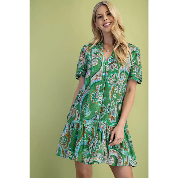 Paisley Print Shirt Dress - Greige Goods