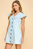 Denim Scallop Button Down Dress - Greige Goods
