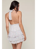 Pastel Halter Tiered Mini Dress - Greige Goods