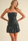 Leather Balloon Mini Dress - Greige Goods
