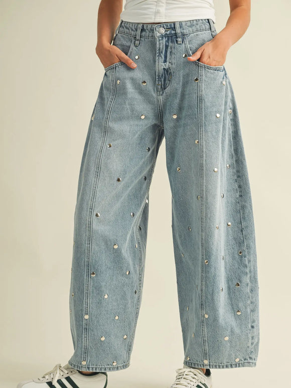 Barrel Denim Pants - Greige Goods