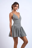 Checker Drop Waist Mini Dress - Greige Goods