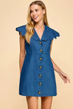 Denim Scallop Button Down Dress - Greige Goods