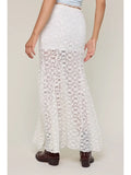 Lace See Through Floral Maxi Skirt