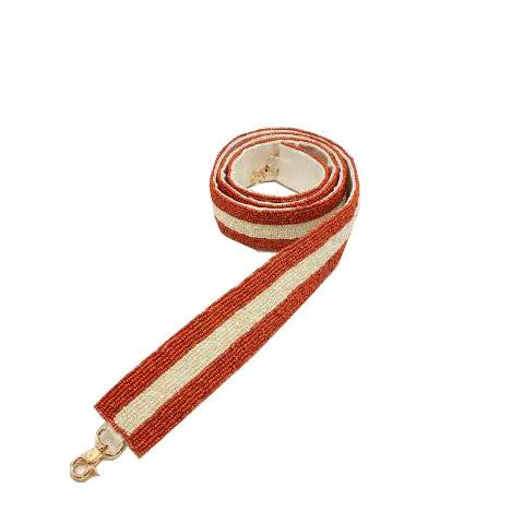 Orange and Cream Beaded Strap - Greige Goods
