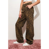 Leopard Print Denim Pants