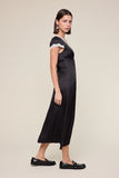 Satin Lace Trim Midi Dress - Greige Goods