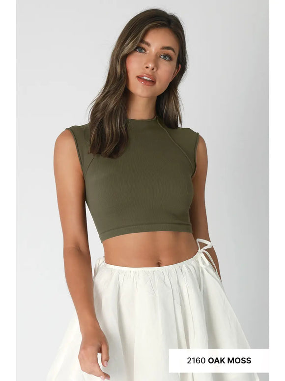 Exposed Seam Crop Top - Greige Goods