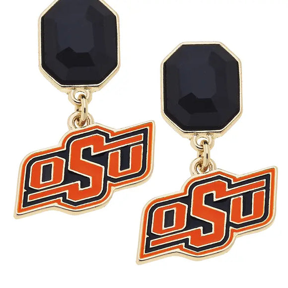 OSU Rhinestone Enamel Logo Earring - Greige Goods