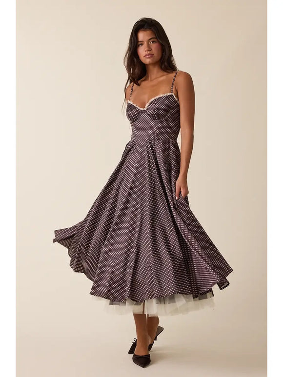 Polka Dot Lace Dress - Greige Goods