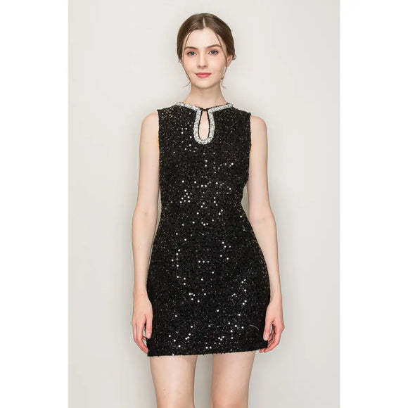 Sequin-Embellished Mini Dress