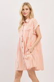 Striped Button Down Dress - Greige Goods
