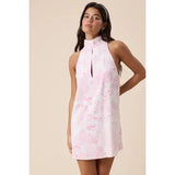 Turtle Neck Cutout Plain Mini Dress - Greige Goods