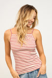 Striped Back Tie Top - Greige Goods