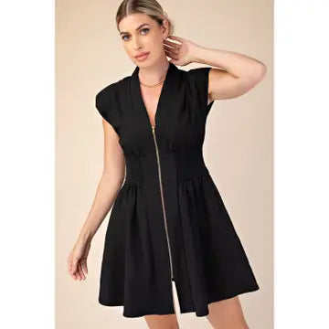 V Neck Smocked Mini Dress - Greige Goods