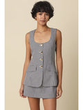 Sonia Gingham Button-Front Dress - Greige Goods