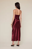Satin Ruched Bust Midi Dress - Greige Goods