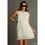 Polka Dot Lace Shift Sleeveless Dress - Greige Goods