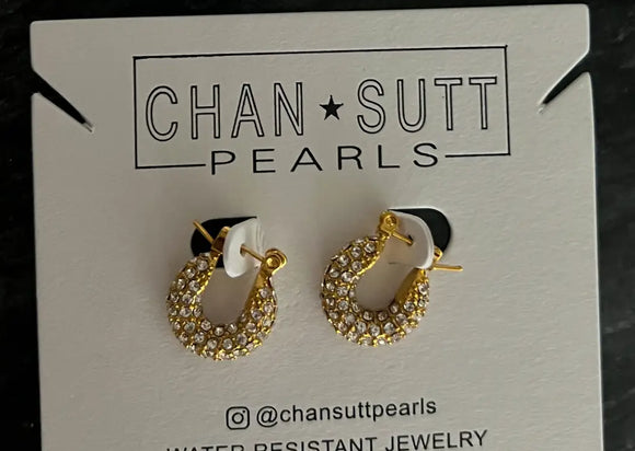 Gold Diamond Hoops - Greige Goods