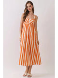 Stripe Empire Waist Midi Dress