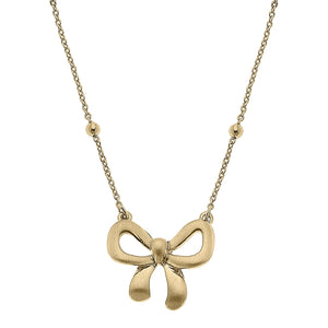 Rosalie Bow Pendant Necklace - Greige Goods