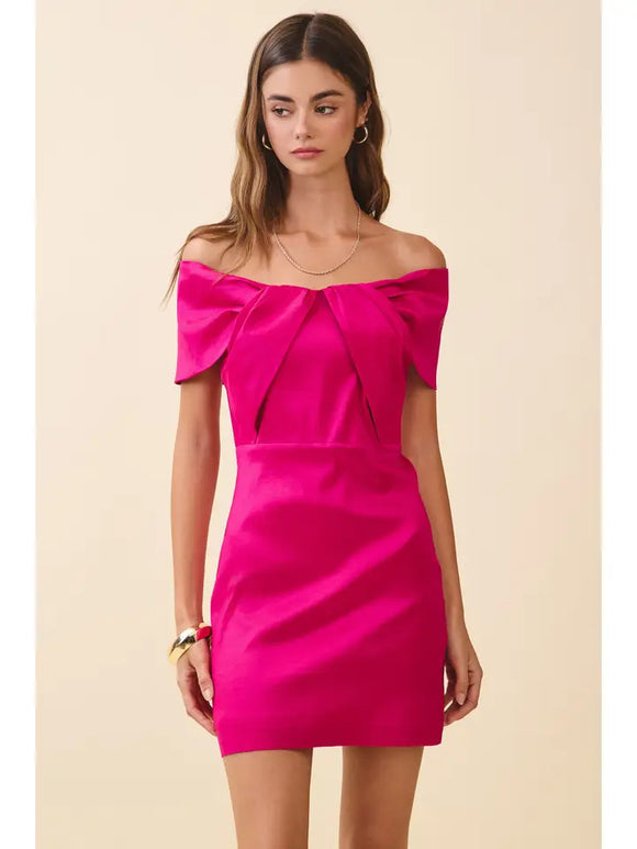 Foldover Neck Mini Dress