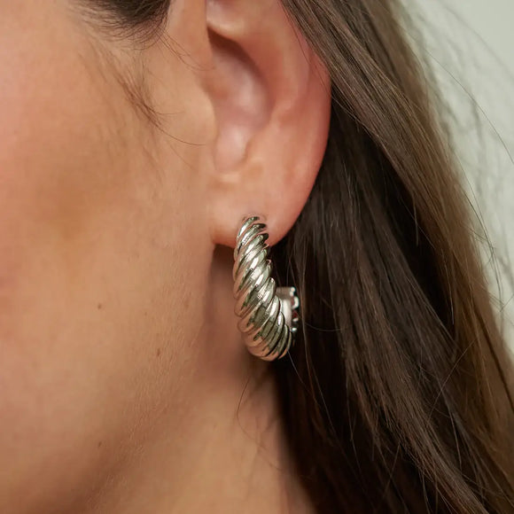 Silver Braided Hoops - Greige Goods
