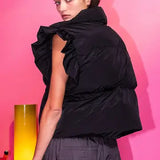 Ruffle Sleeve Crop Vest - Greige Goods