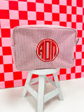 Sorority Seersucker Cosmetic Bag - Greige Goods