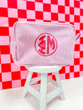 Sorority Seersucker Cosmetic Bag - Greige Goods