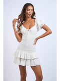 Double Tiered Smocked Mini - Greige Goods
