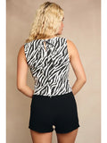 Zebra Boatneck Sleeveless Top