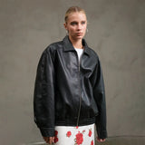 Faux Leather Zip Up - Greige Goods