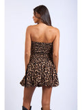 Leopard Smocked Bubble Hem Mini - Greige Goods