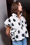 Ruffle Sleeves Polka Dot Print Top