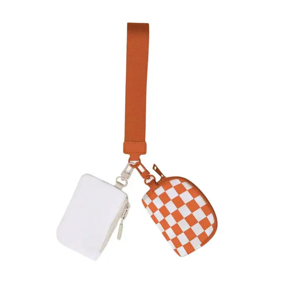 Checkered Wristlet - Greige Goods