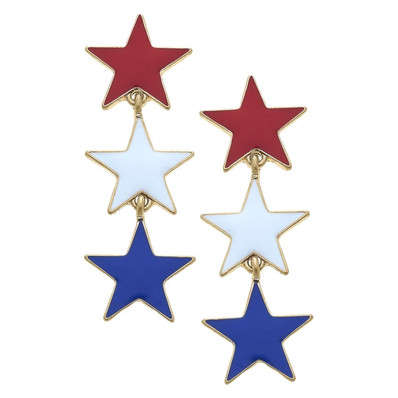 Americana Enamel Star Earring - Greige Goods