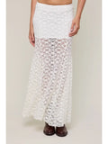 Lace See Through Floral Maxi Skirt