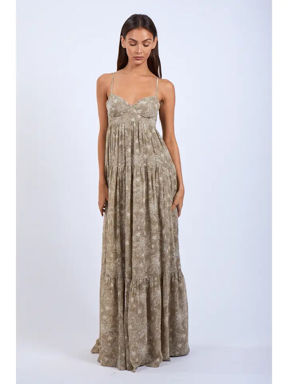 Floral Open Back Maxi - Greige Goods