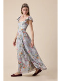 Floral Side Slit Maxi Dress - Greige Goods