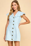 Denim Scallop Button Down Dress - Greige Goods