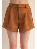 High Waist Suede Shorts - Greige Goods